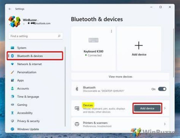 The Add a device window Add a device window wireless printer windows 11