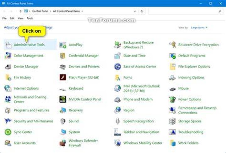 administrative tools control Panel