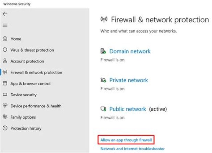 allow app through firewall
