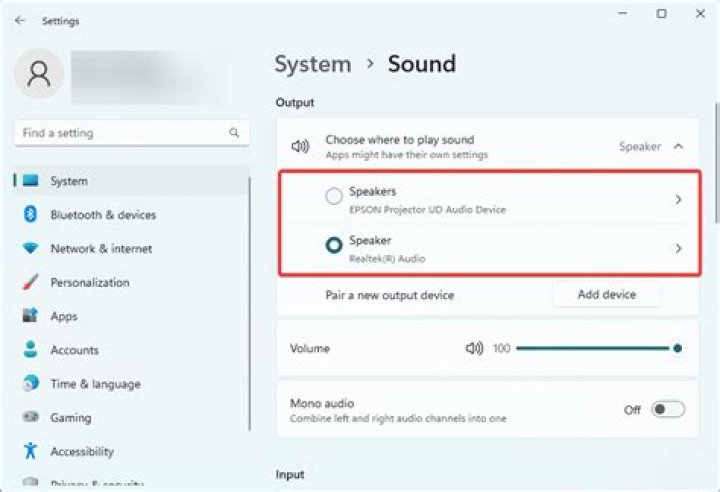 Audio settings 