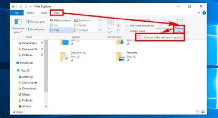 change folder search options