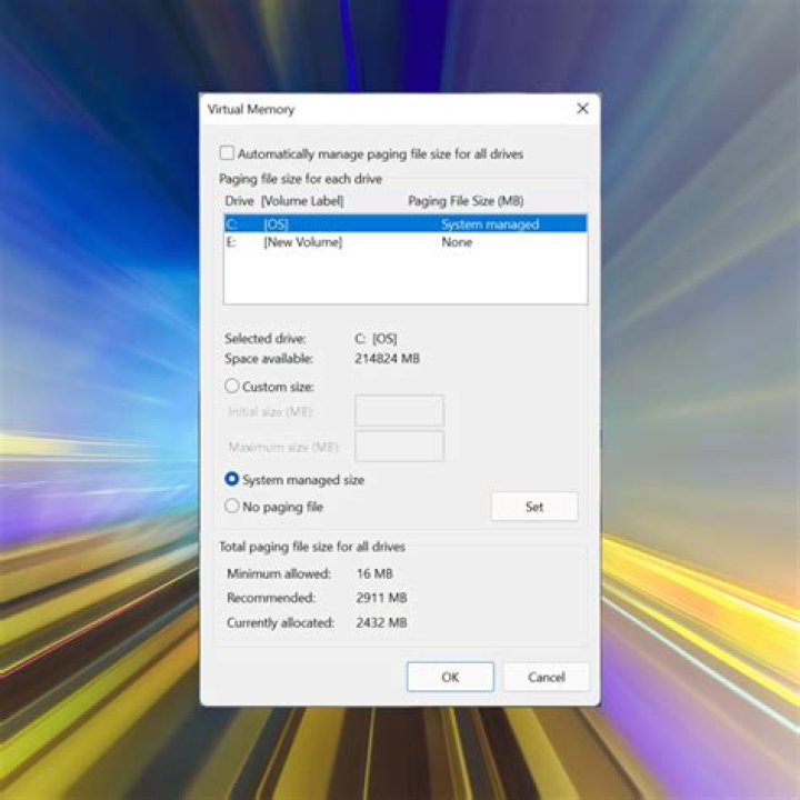 Change virtual memory