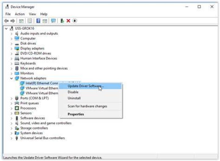 choose update driver network driver