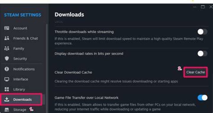 clear download cache Key request failed steam