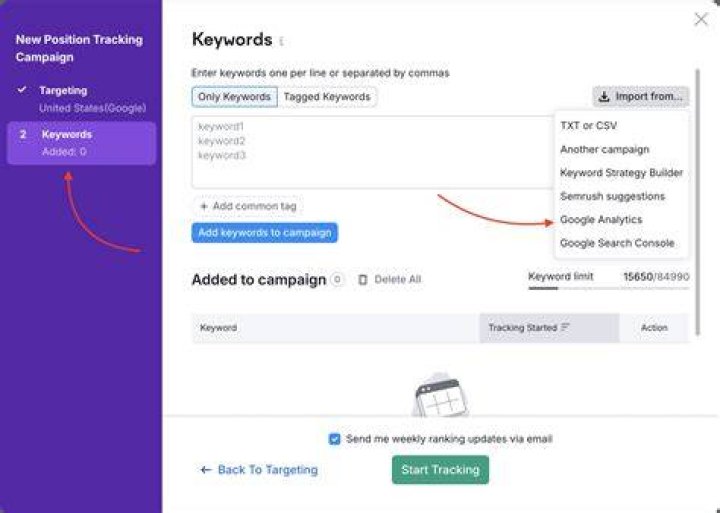 Connecting Position Tracking with Google Analytics