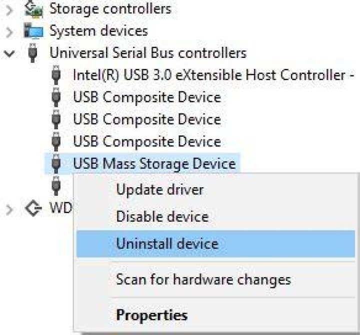 device manager device manager usb mass storage has a driver problem