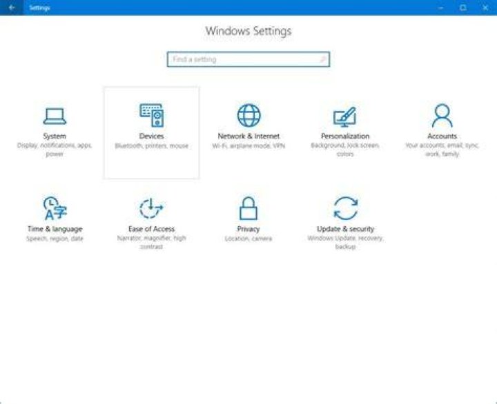 devices settings win 10