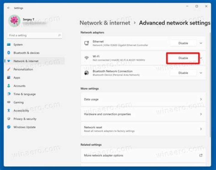 disable network 
