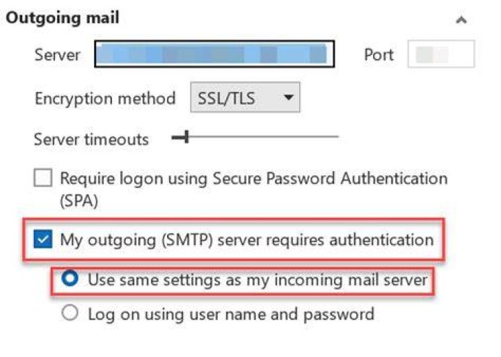 disable outgoing server requires authentication