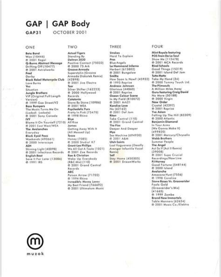 Gap In-Store Playlists - Ever Evolving!