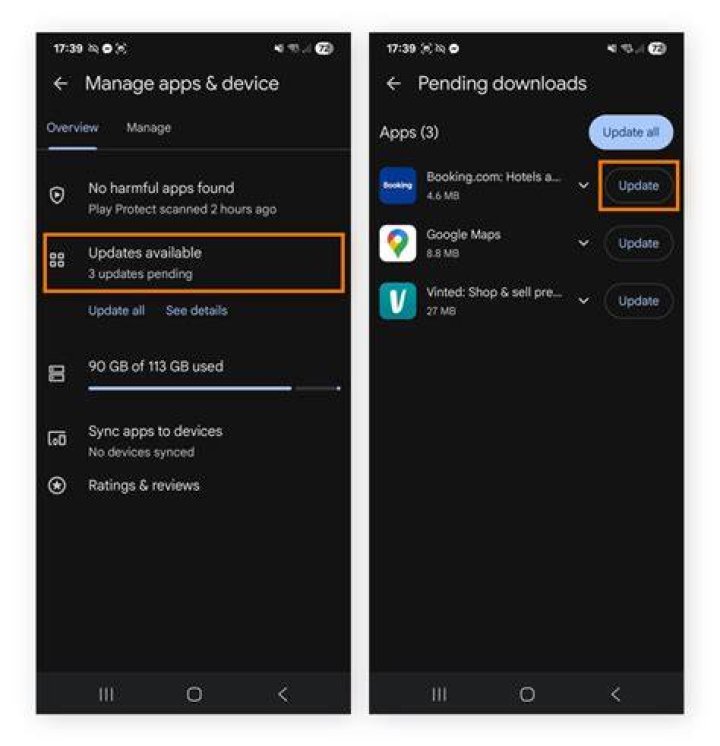 Get Android component updates via Google Play