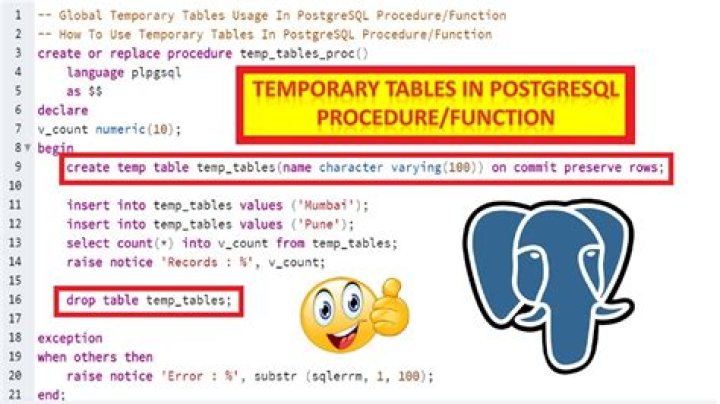 How To Create Temp Table In Postgresql Function