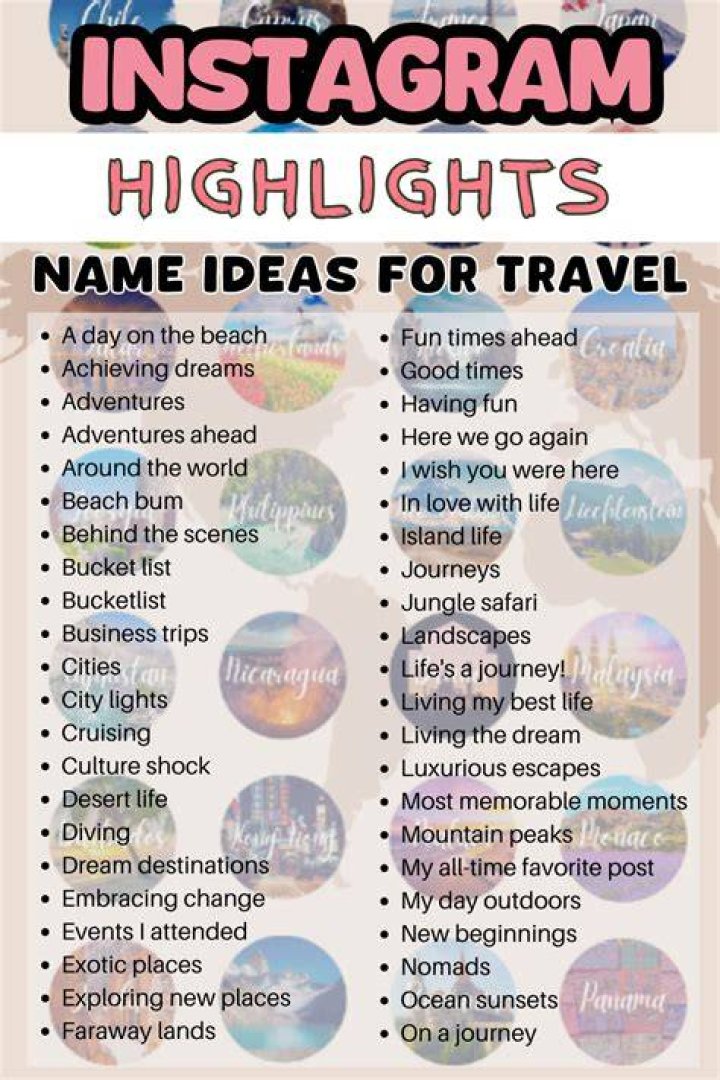 Instagram highlight names for travel