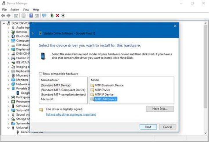 install MTP driver
