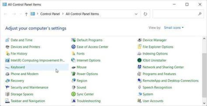 keyboard settings control panel