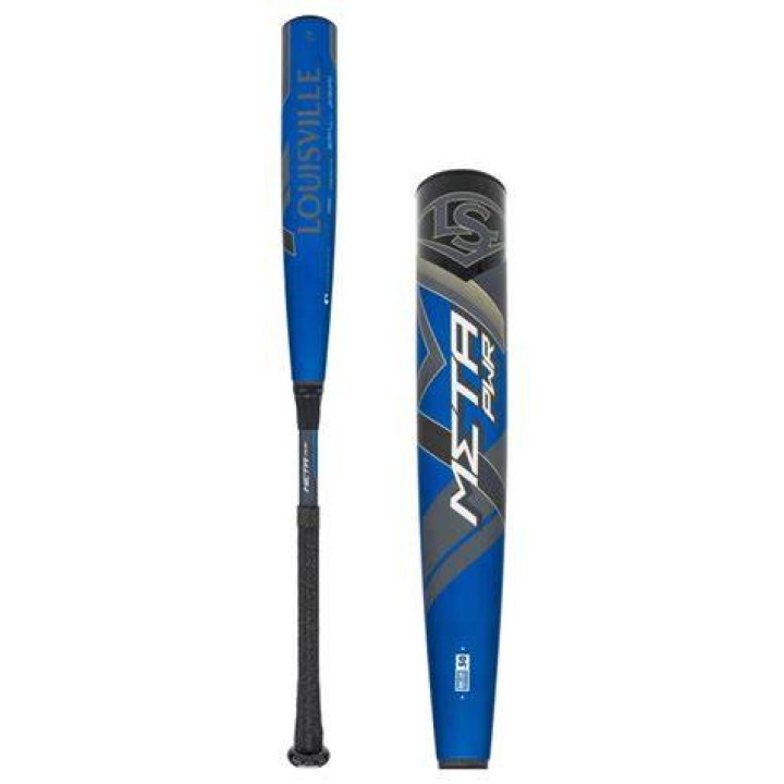 Louisville Slugger Meta BBCOR Bat 2023 (-3) against a white background.