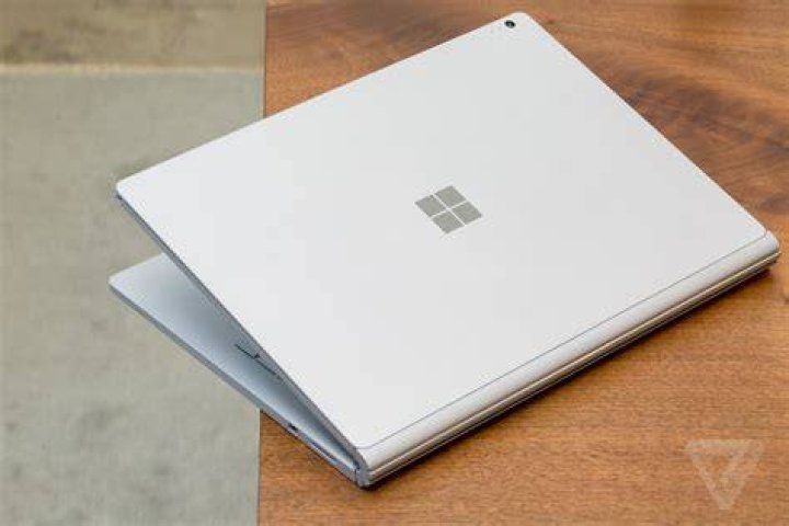 Microsoft Surface Book 3 back of tablet on table Microsoft Surface Book 3 back of tablet on table