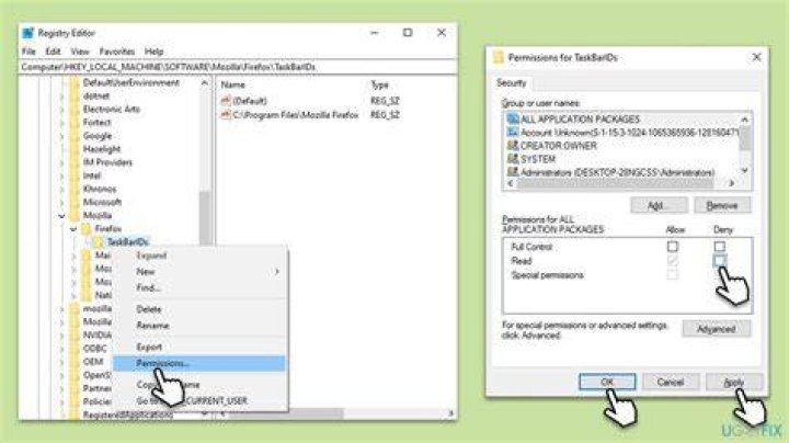 Modify registry values