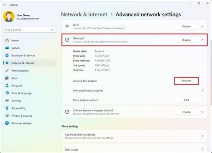 network & internet settings