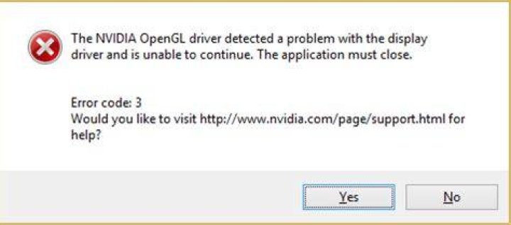 NVidia driver error code 3 on Windows 10/11 [OpenGL]