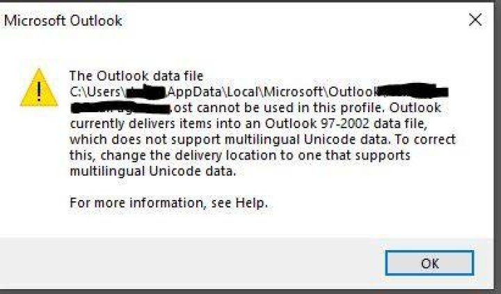 Outlook does not support multilingual Unicode data error