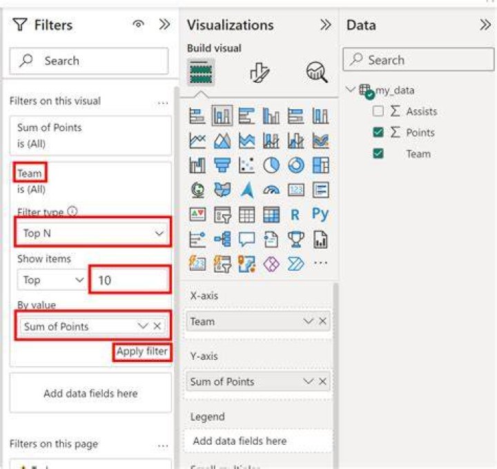 power bi select data visual