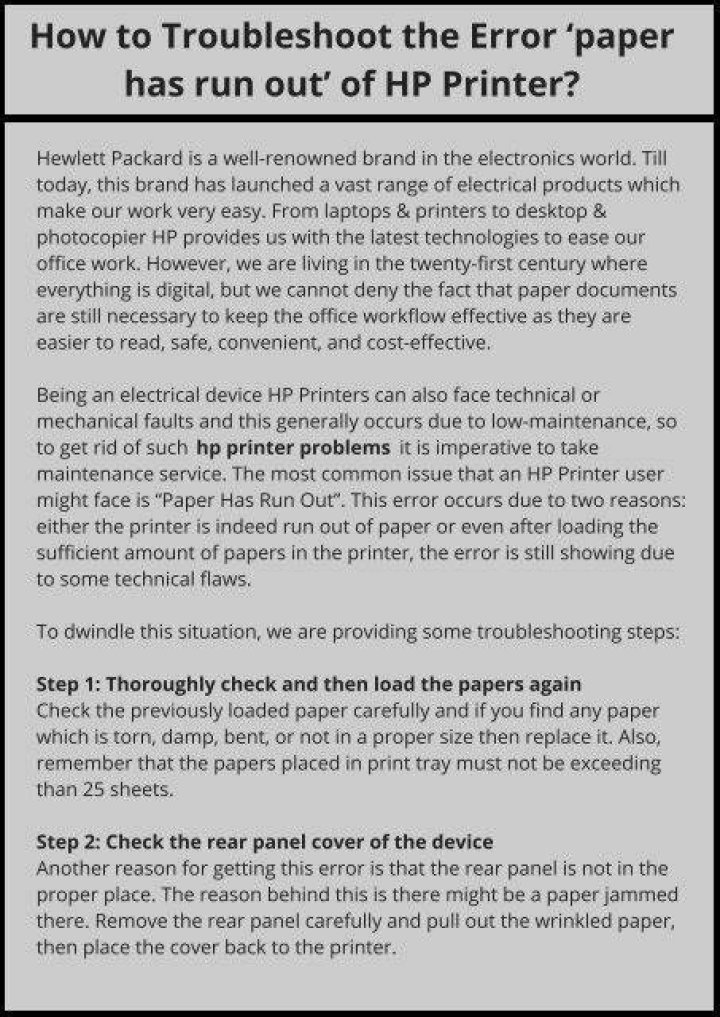 Printer has run out paper error
