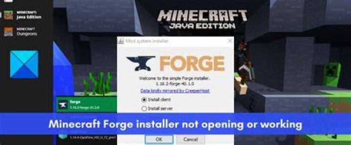 Programs and Features minecraft forge not installing windows 10