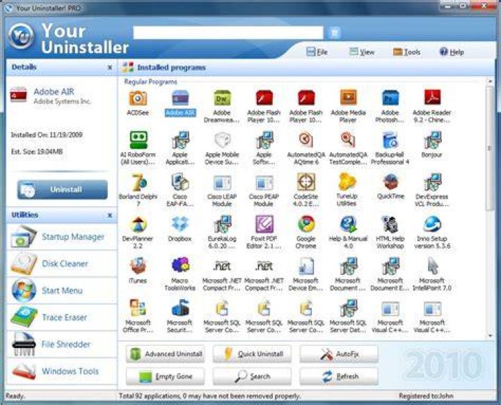 programs and features uninstaller