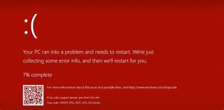 Red screen Windows 10 with cursor