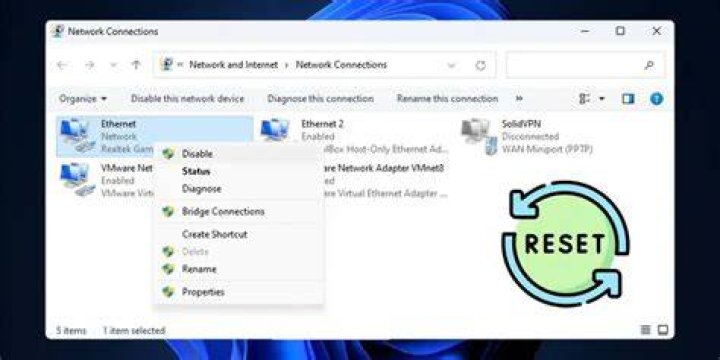 Reset Ethernet network adapter