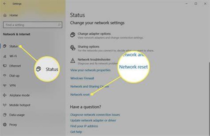 reset network settings windows 10
