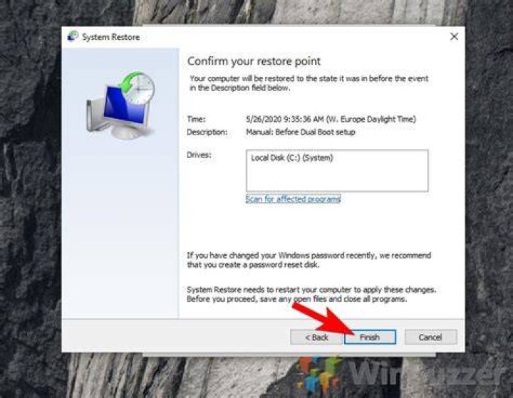 restore point windows 10