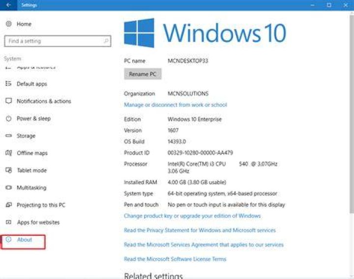 settings win 10