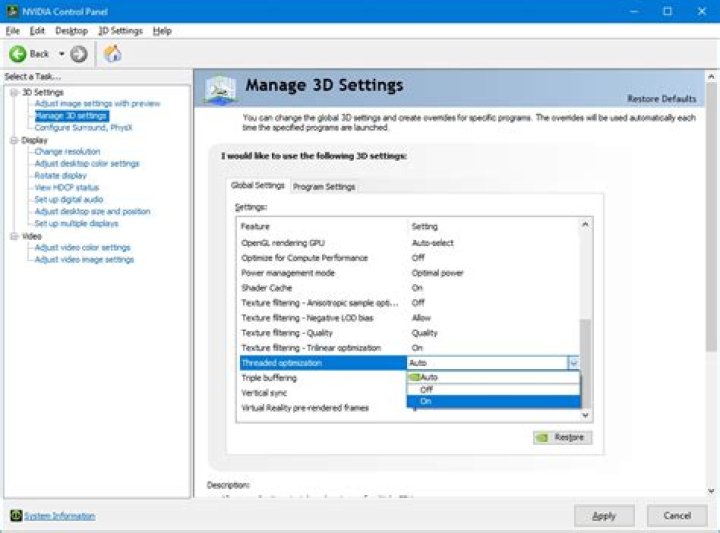 threaded optimization nvidia control panel 