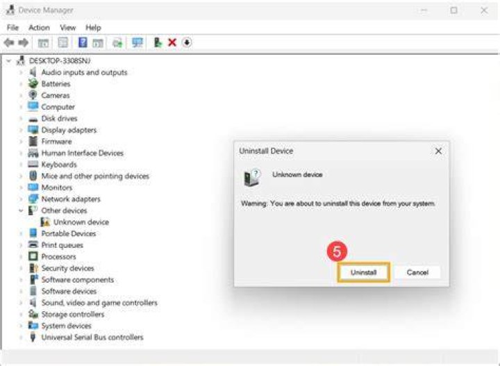 uninstall device device manager 
