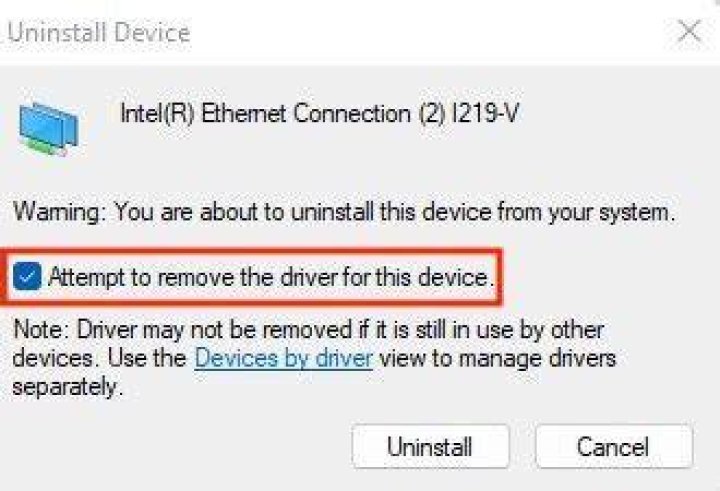 Uninstall Ethernet Driver