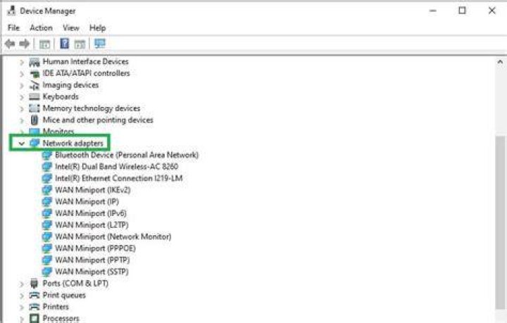 View devices under Network adapters
