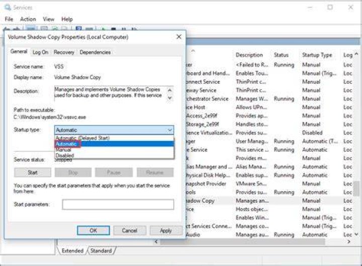 Volume Shadow Copy Service error