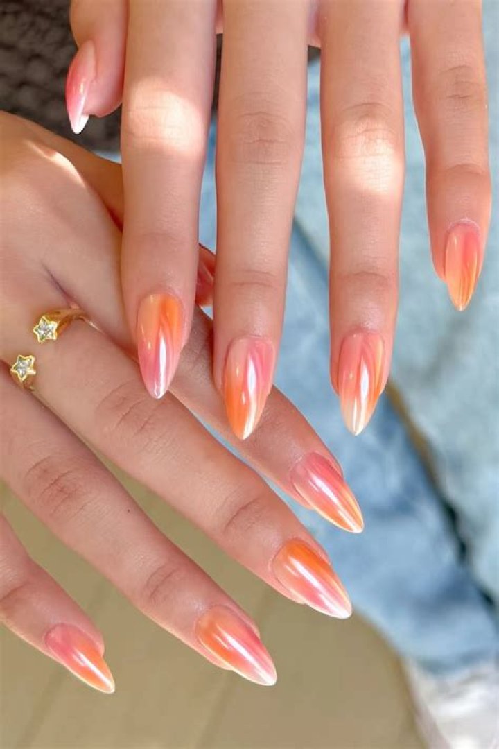 White with peach ombre nail design