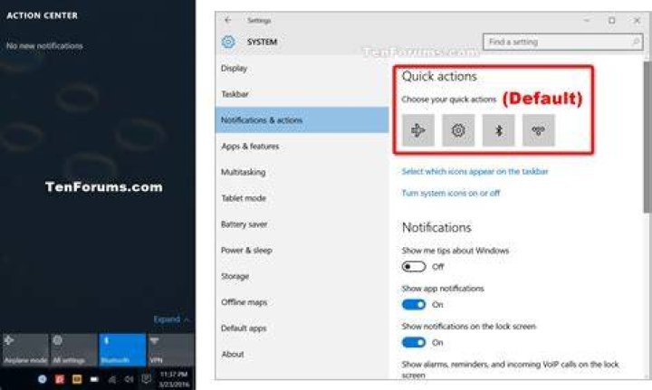 windows 10 network quick actions enable